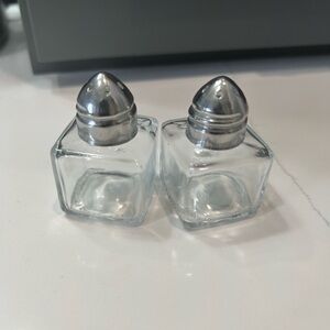 Silver and Clear Glass Salt and Pepper Shakers